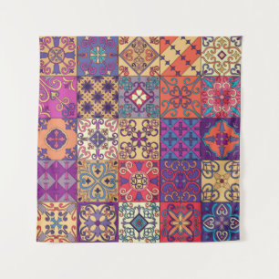 Seamless pattern with portuguese tiles in talavera tapestry