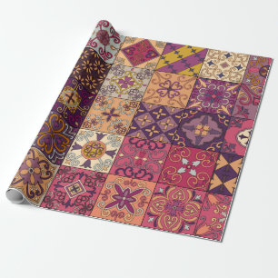 Seamless pattern with portuguese tiles in talavera wrapping paper