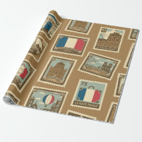 seamless pattern with postage stamps on theme of 