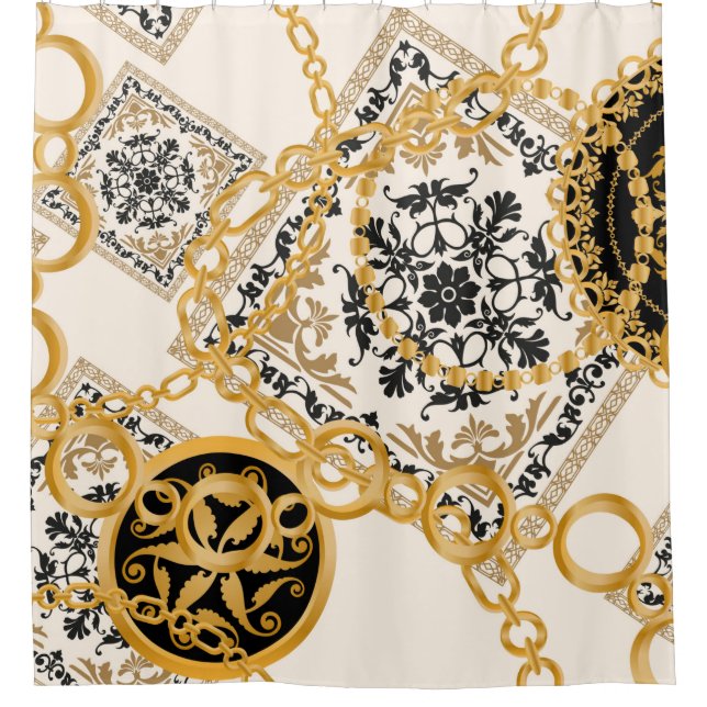 Seamless pattern with precious stones gold chains  (Front)