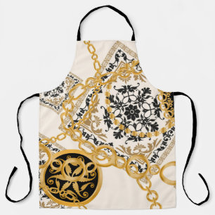 Seamless pattern with precious stones gold chains apron