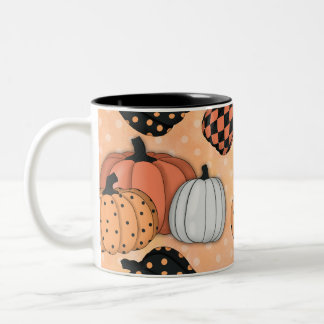 Seamless Pattern With Pumpkins.Thanksgiving Day Two-Tone Coffee Mug