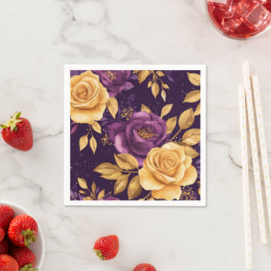 seamless pattern with purple flowers  napkin