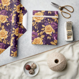 seamless pattern with purple flowers  wrapping paper