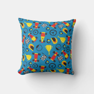 Seamless pattern with racing cars. throw pillow