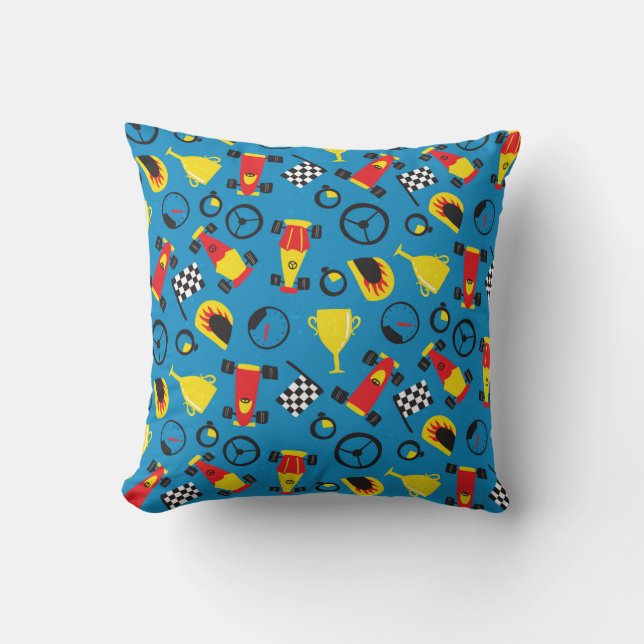 Seamless pattern with racing cars.  throw pillow (Front)