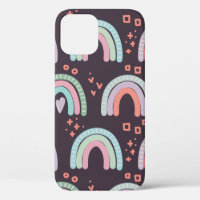 seamless pattern with rainbows and raindrops clip