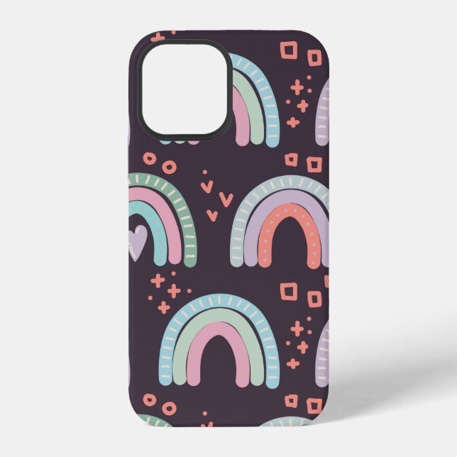  seamless pattern with rainbows and raindrops clip iPhone case (Back)
