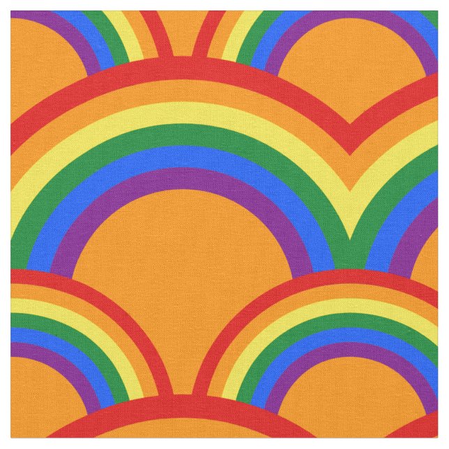 Seamless pattern with rainbows fabric (Close Up)