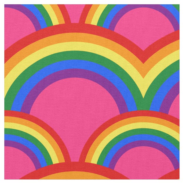 Seamless pattern with rainbows fabric (Close Up)