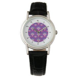 Seamless pattern with rainbows wrist watch