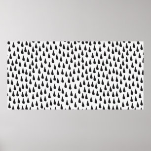 Seamless pattern with raindrops in black on cream poster