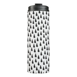 Seamless pattern with raindrops in black on cream thermal tumbler