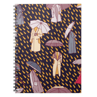 Seamless pattern with rainy weather. Invisible peo Notebook