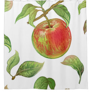 Seamless pattern with red apples. Realistic vintag
