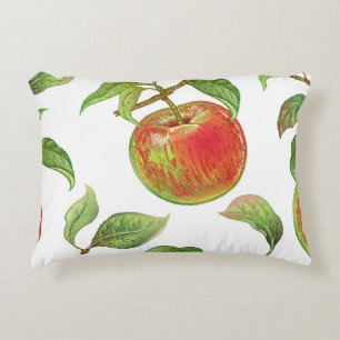 Seamless pattern with red apples. Realistic vintag Accent Pillow