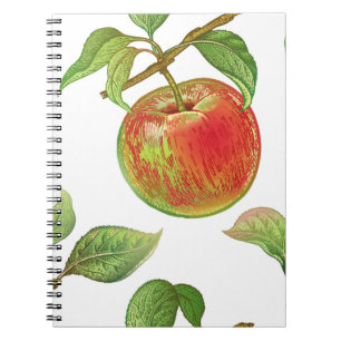 Seamless pattern with red apples. Realistic vintag Notebook