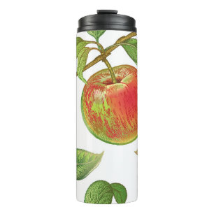Seamless pattern with red apples. Realistic vintag Thermal Tumbler