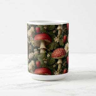 Seamless Pattern with Red Fly Agaric and Flowers Coffee Mug