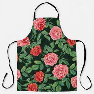 Seamless pattern with red roses flowers. Colored i Apron