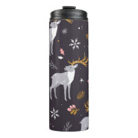 seamless pattern with reindeer, fir trees and sno