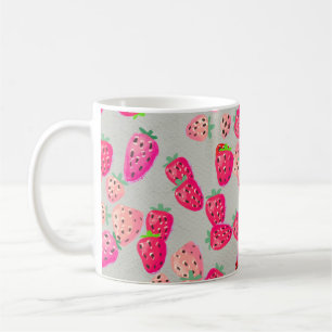 Seamless pattern with ripe strawberry. Hand drawn  Coffee Mug