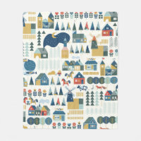 Seamless pattern with scandinavian village in past
