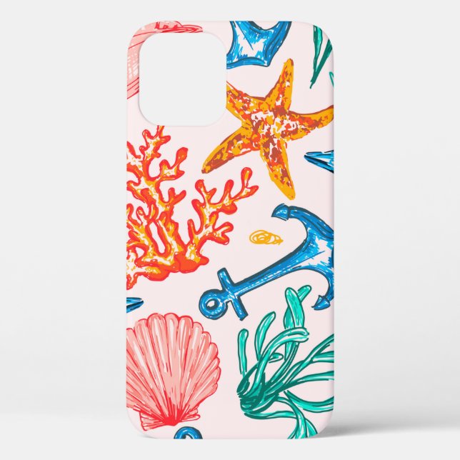 Seamless pattern with sea creatures Case-Mate iPhone case (Back)
