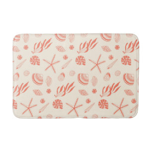 Seamless pattern with sea shells bath mat
