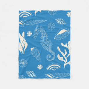 Seamless pattern with sea shells fleece blanket