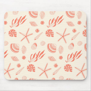 Seamless pattern with sea shells mouse pad