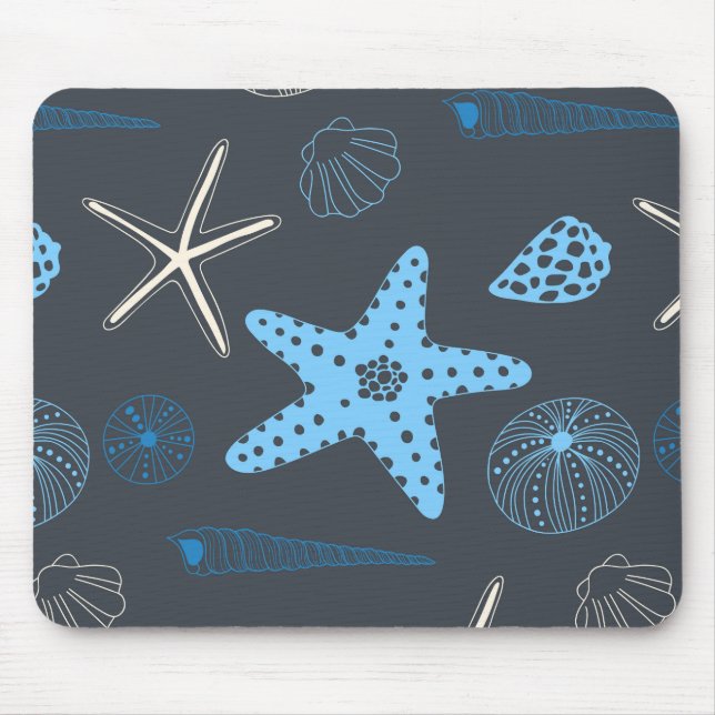 Seamless pattern with sea shells mouse pad (Front)