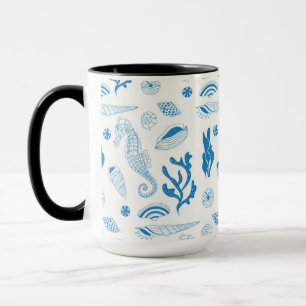 Seamless pattern with sea shells mug