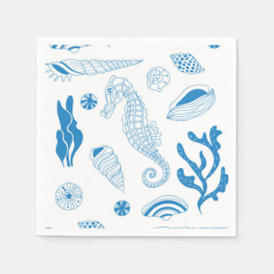 Seamless pattern with sea shells napkin