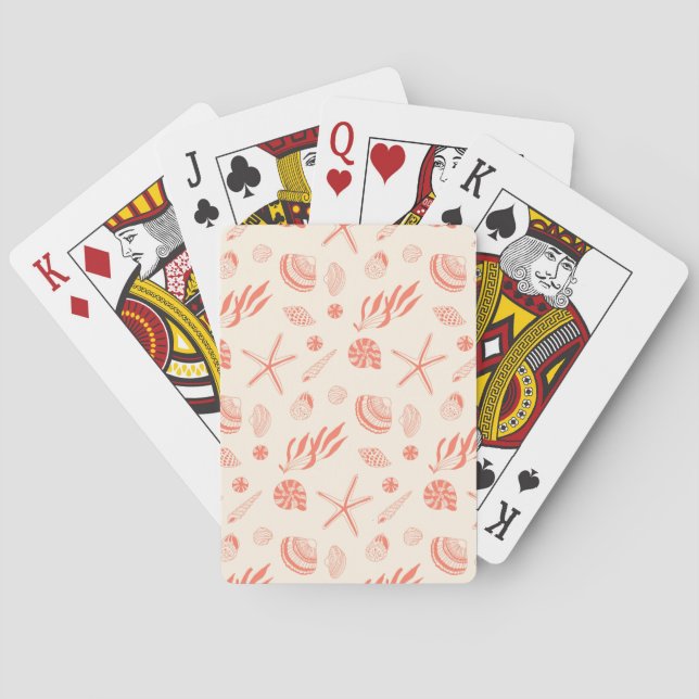Seamless pattern with sea shells playing cards (Back)