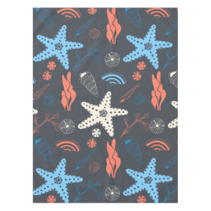 Seamless pattern with sea shells tablecloth