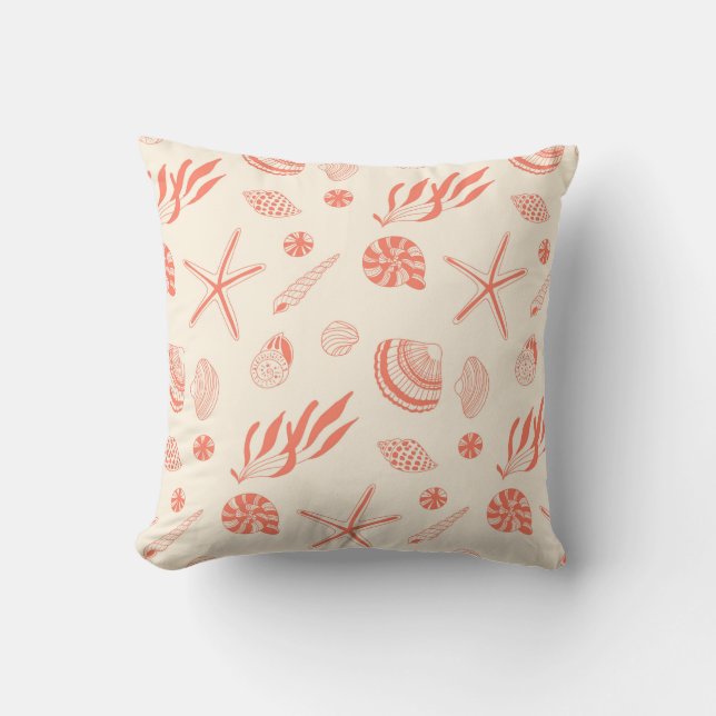 Seamless pattern with sea shells throw pillow (Front)