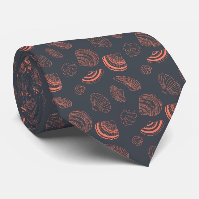Seamless pattern with sea shells tie (Rolled)