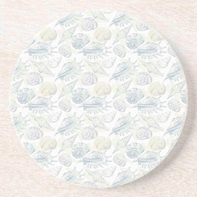Seamless pattern with seashells tank top coaster (Front)