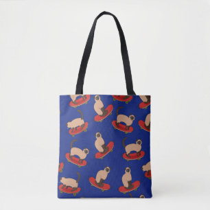 Seamless pattern with siamese cats on skateboards. tote bag