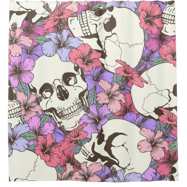 Seamless pattern with skulls fnd flowers (Front)