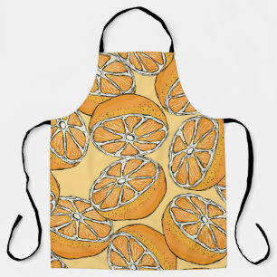 Seamless pattern with sliced oranges. Vintage illu Apron