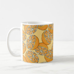 Seamless pattern with sliced oranges. Vintage illu Coffee Mug