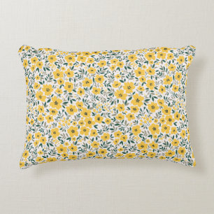 Seamless pattern with small yellow flowers accent pillow