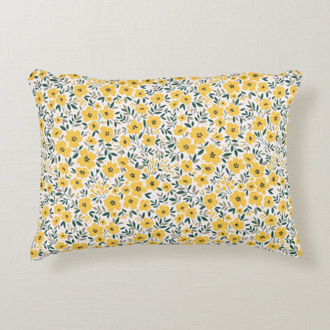 Seamless pattern with small yellow flowers accent pillow (Front)