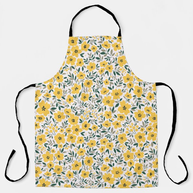 Seamless pattern with small yellow flowers apron (Front)