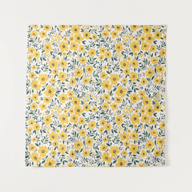 Seamless pattern with small yellow flowers tapestry (Front)