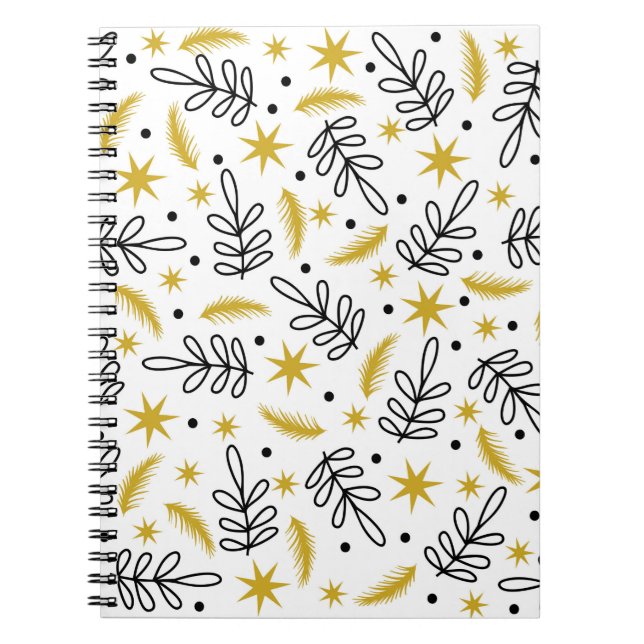 Seamless pattern with snowflakes and fir branches. notebook (Front)