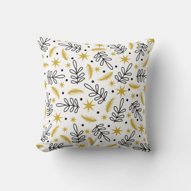 Seamless pattern with snowflakes and fir branches. throw pillow (Front)