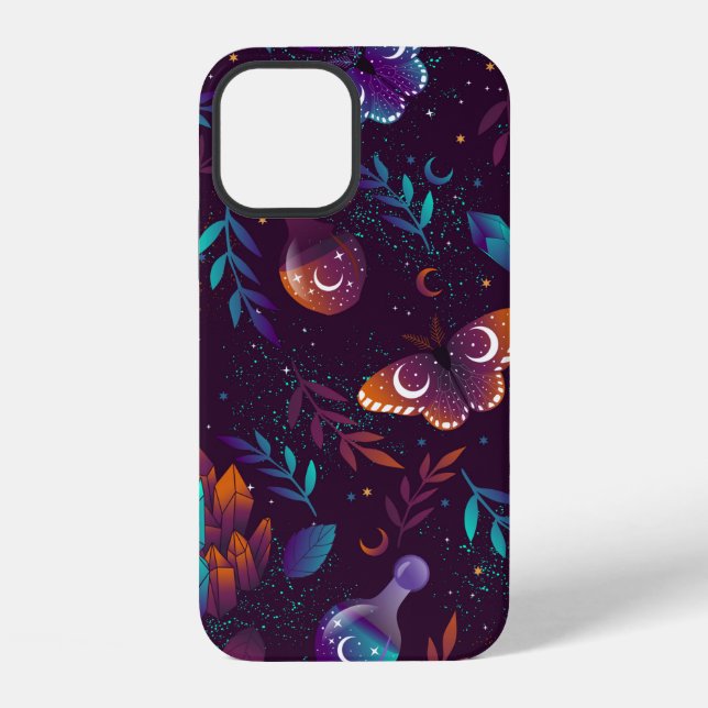 Seamless pattern with space butterfly, crystals, h iPhone case (Back)